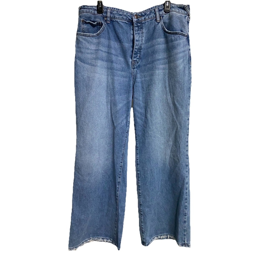 Cleo + Wolf Womens High Rise Loose Wide Leg Jeans SZ W32XL32 Button Fly Baggy